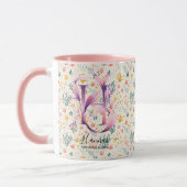 Persoonlijke Abstract Boho Chic Bloemrijke Monogra Mok (Links)