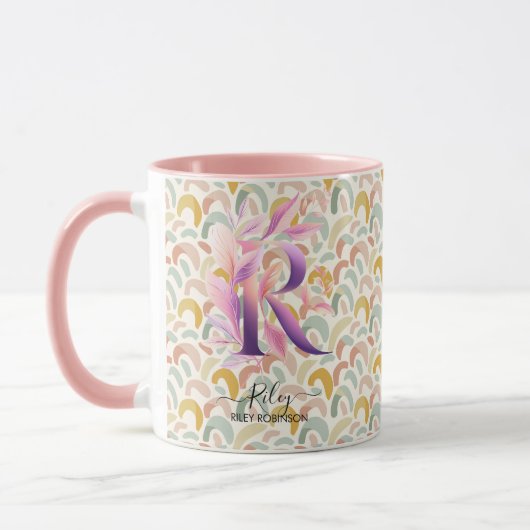 Persoonlijke Abstract Boho Chic Monogrammok - R Mok (Links)