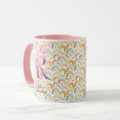 Persoonlijke Abstract Boho Chic Monogrammok - R Mok (Voorkant links)