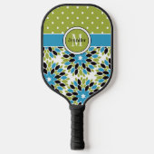 Persoonlijke Abstracte bloemen, Polka Dots, Monogr Pickleball Paddle (Voorkant)