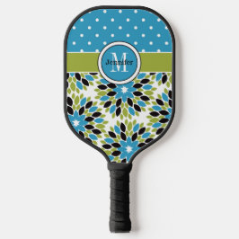 Persoonlijke Abstracte bloemen, Polka Dots, Monogr Pickleball Paddle