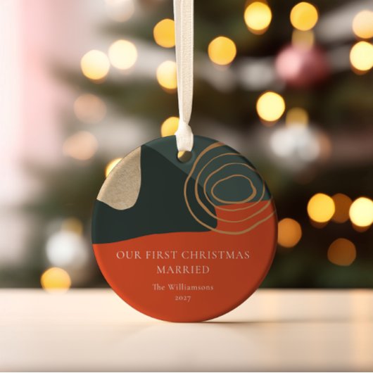 Persoonlijke Abstracte Eerste Kerstmis Getrouwd Keramisch Ornament