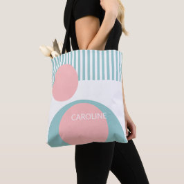 Persoonlijke abstracte geometrische gestreepte kun tote bag
