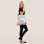 Persoonlijke abstracte geometrische gestreepte kun tote bag (Op model)