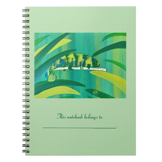 Persoonlijke Abstracte Groene Kameleon Notitieboek (Voorkant)