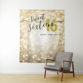 Persoonlijke Achtergrond Gouden Lichten Sweet 16 Wandkleed (In situ)