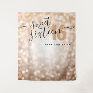 Persoonlijke Achtergrond Roze Gouden Lichten Sweet Wandkleed