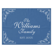 Persoonlijke achternaam blauw en witte tafelkleed (Voorkant (Horizontaal))