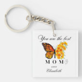 Persoonlijke Acryl Sleutelhanger met Vlinder Bloem (Voorkant)