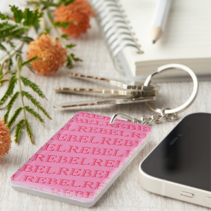 Persoonlijke Acrylsleutelhanger- REBEL Roze en Roo Sleutelhanger