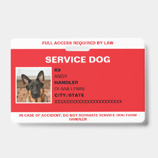 Persoonlijke Ada Card Servicehond Foto ID Badge