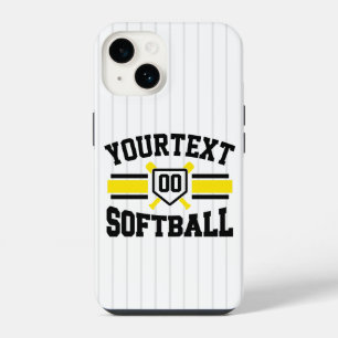 Persoonlijke ADD NAME Softbalspeler Varsity Team iPhone 14 Hoesje