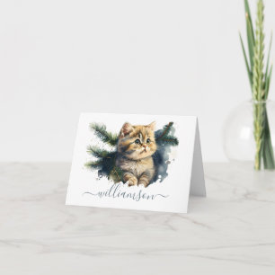 Persoonlijke Adorable Tabby Poes Waterverf Notitiekaartje