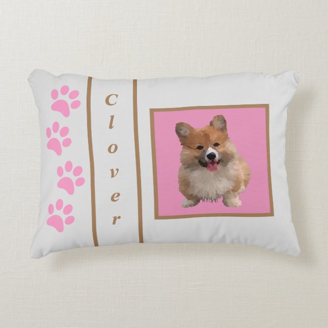 Persoonlijke Adorable Welsh Corgi Accent Kussen (Voorkant)