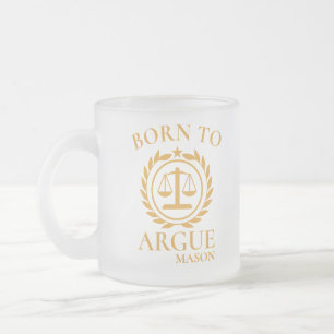 Persoonlijke advocaatenmokken Geboren om te argume Matglas Koffiemok