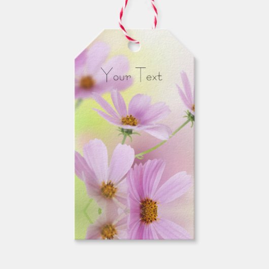 Persoonlijke afbeelding & Roze Bloem Aquarel Cadeaulabel (Voorkant)