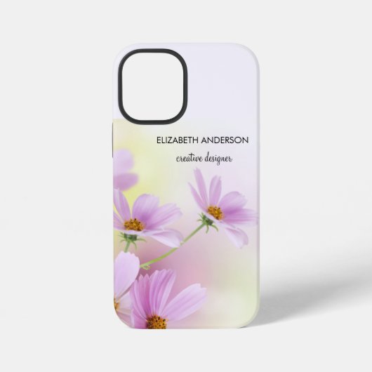Persoonlijke afbeelding & Roze Bloem Aquarel iPhone Hoesje (Achterkant)