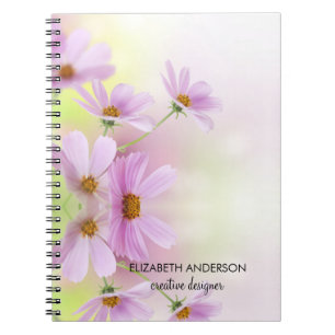 Persoonlijke afbeelding & Roze Bloem Aquarel Notitieboek