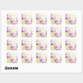 Persoonlijke afbeelding & Roze Bloem Aquarel Vierkante Sticker (Vel)