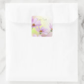 Persoonlijke afbeelding & Roze Bloem Aquarel Vierkante Sticker (Tas)