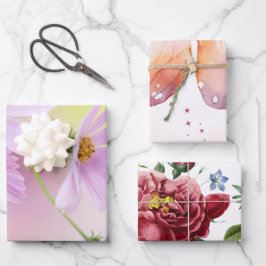 Persoonlijke afbeelding & Roze Bloem Waterverf Inpakpapier Vel