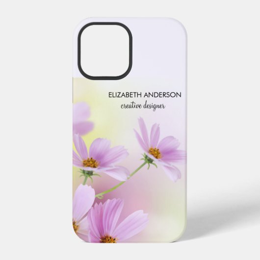 Persoonlijke afbeelding & Roze Bloem Waterverf iPhone Hoesje (Achterkant)