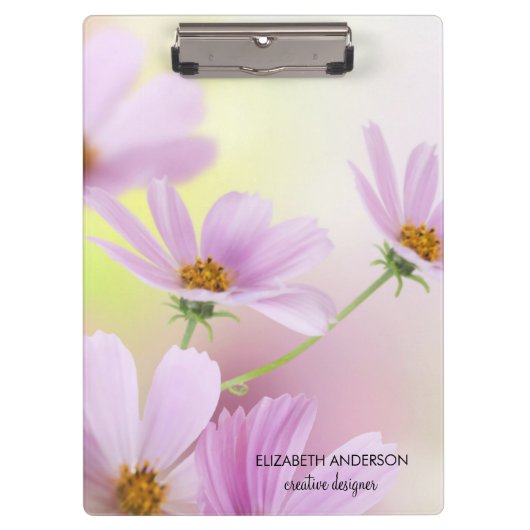 Persoonlijke afbeelding & Roze Bloem Waterverf Klembord (Voorkant)