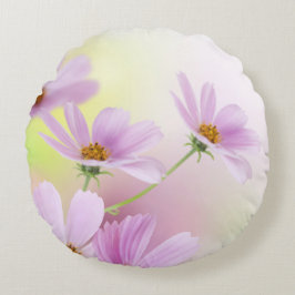 Persoonlijke afbeelding & Roze Bloem Waterverf Rond Kussen