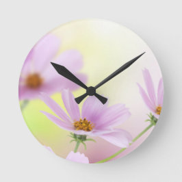 Persoonlijke afbeelding & Roze Bloem Waterverf Ronde Klok