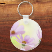 Persoonlijke afbeelding & Roze Bloem Waterverf Sleutelhanger (Voorkant)