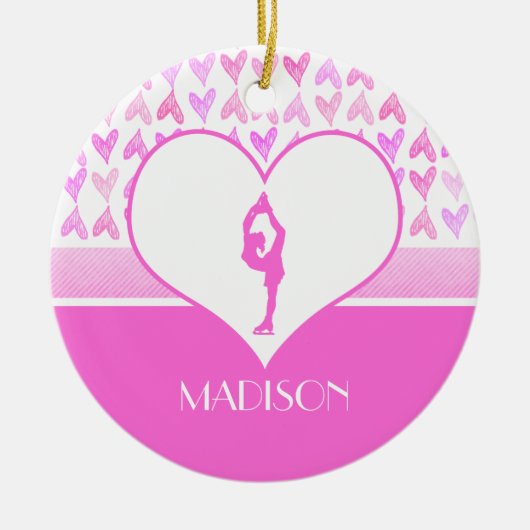 Persoonlijke afbeelding roze Waterverf Skater roze Keramisch Ornament (Voorkant)