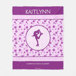 Persoonlijke afbeelding Skater Paars Heart Floral Fleece Deken