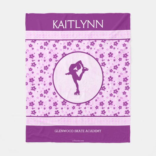 Persoonlijke afbeelding Skater Paars Heart Floral Fleece Deken (Voorkant)