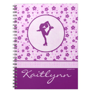 Persoonlijke afbeelding Skater Paars Heart Floral Notitieboek