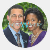 Persoonlijke afbeelding Turquoise ronde sticker (Voorkant)