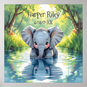 Persoonlijke Affiche met Adorabele Baby Olifant en Poster