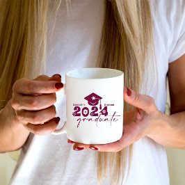 Persoonlijke afgestudeerde klas van 2024 Maroon Koffiemok