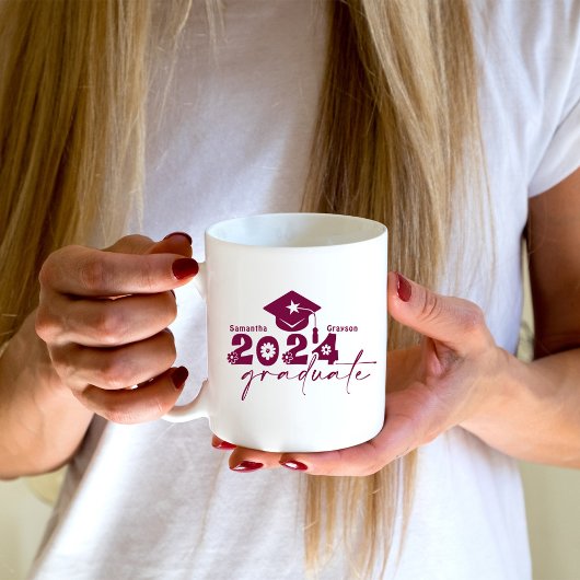 Persoonlijke afgestudeerde klas van 2024 Maroon Koffiemok