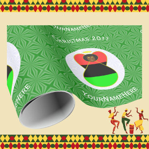 Persoonlijke Afro-Amerikaanse Vlag Kerstengel Cadeaupapier