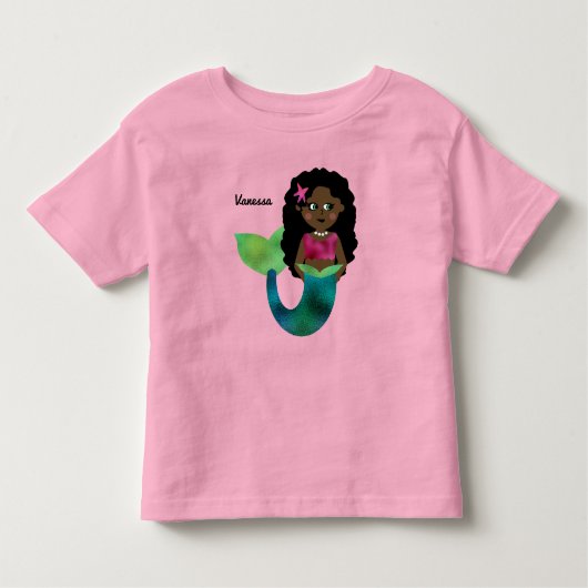 Persoonlijke Afro-Amerikaanse Zeemeermin Nepfolie Kinder Shirts (Voorkant)