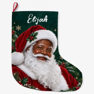 Persoonlijke Afro-Amerikaanse Zwarte Kerstman Port Grote Kerstsok