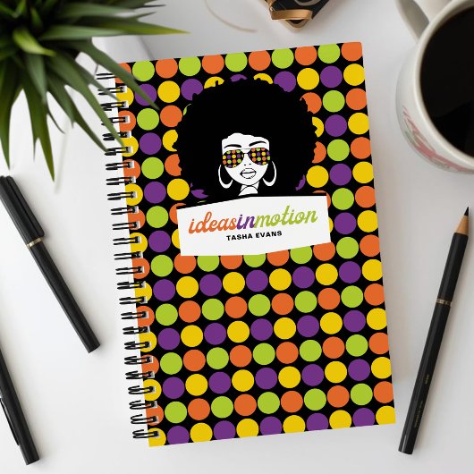 Persoonlijke Afro Retro Stippenprint Notitieboek