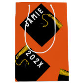 Persoonlijke afstudeer oranje medium cadeauzakje (Voorkant)