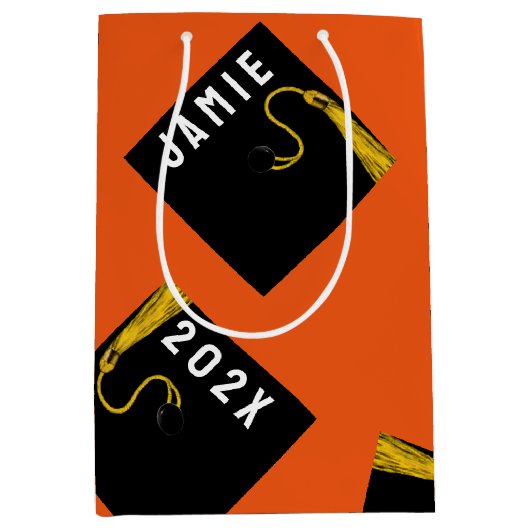 Persoonlijke afstudeer oranje medium cadeauzakje (Voorkant)
