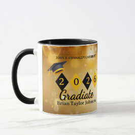 Persoonlijke afstudeerbeker zwart & goud koffiekop mok