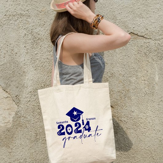 Persoonlijke afstudeerklas 2024 marineblauw tote bag