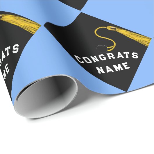 Persoonlijke afstudeerlichtblauwe cadeaupapier (Rol Hoek)