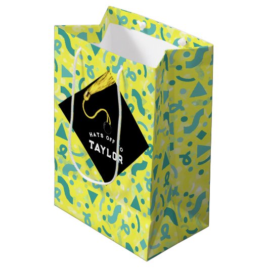 Persoonlijke afstudeertas voor middelgrote cadeaus medium cadeauzakje (Voorkant Gekanteld)