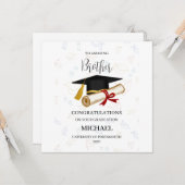 Persoonlijke afstuderen broer cadeau kaart (Voorkant / Achterkant in situ)