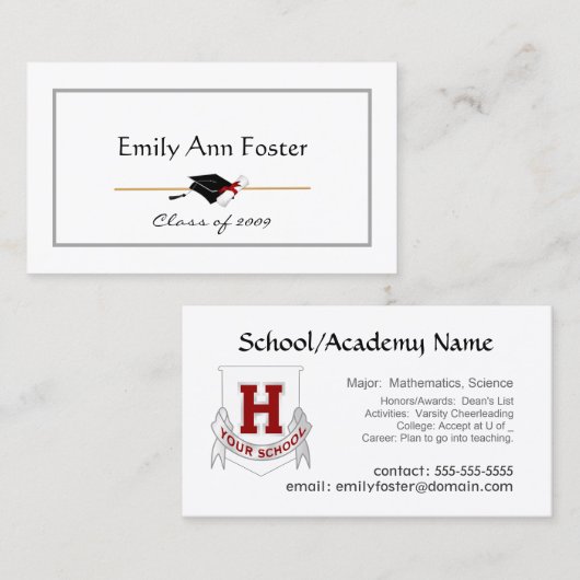 Persoonlijke Afstuderen Contactkaartje (Voorkant / Achterkant)